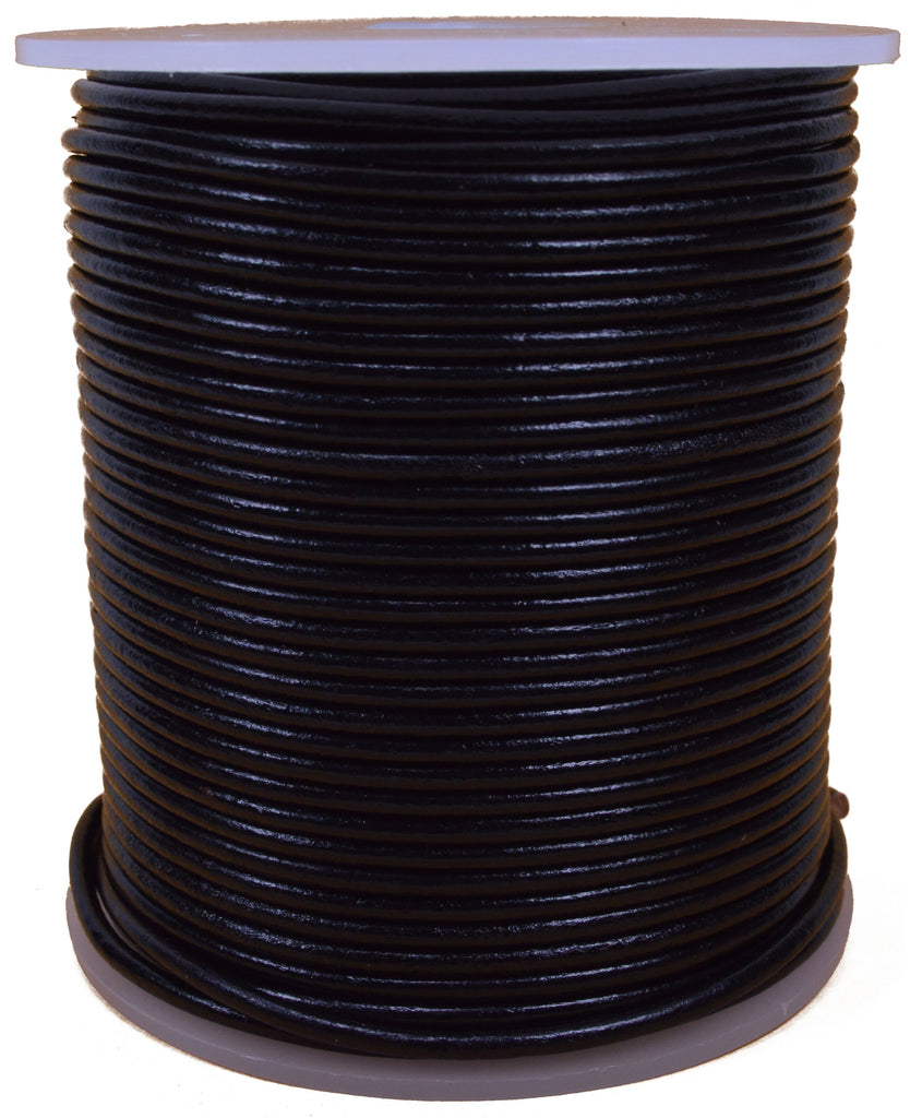 Black 2mm Leather Round Cord