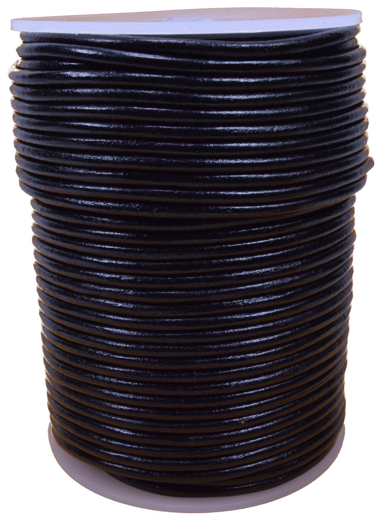 Black 3mm Leather Round Cord